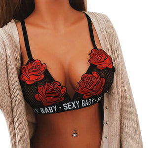 Lace Adjusted-straps Rose Bralet for Ladies