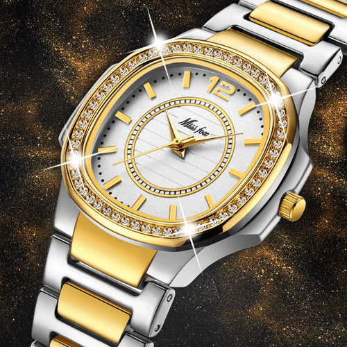Geneva Designer Diamond Quartz Gold Watch for Women
