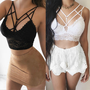 Lace Strap V Neck Tanks Top Bra